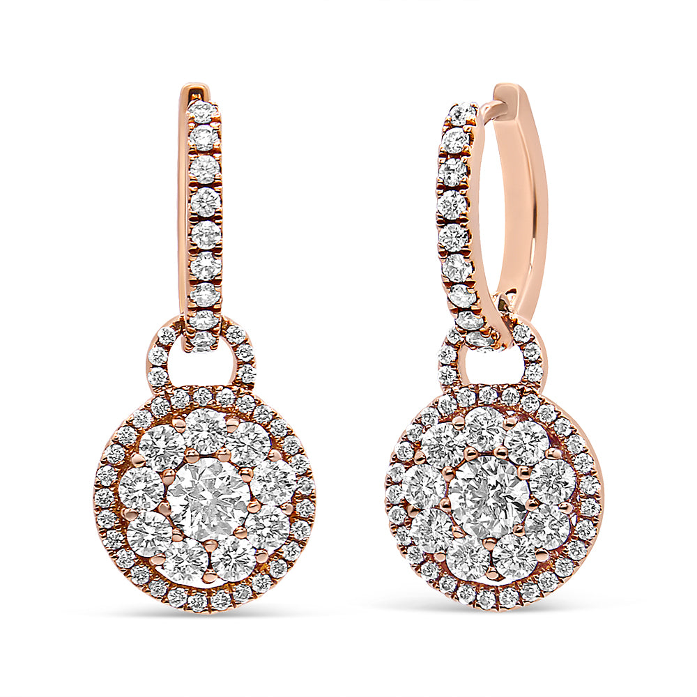 Pendientes de Diamante en Oro Rosa de 18K con Cierre de Palanca