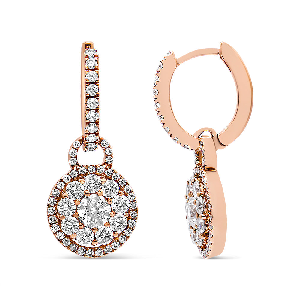 Pendientes de Diamante en Oro Rosa de 18K con Cierre de Palanca