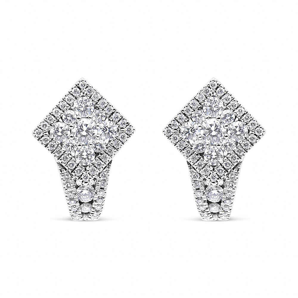 Pendientes Huggie de Halo de Diamantes en Oro Blanco de 18K