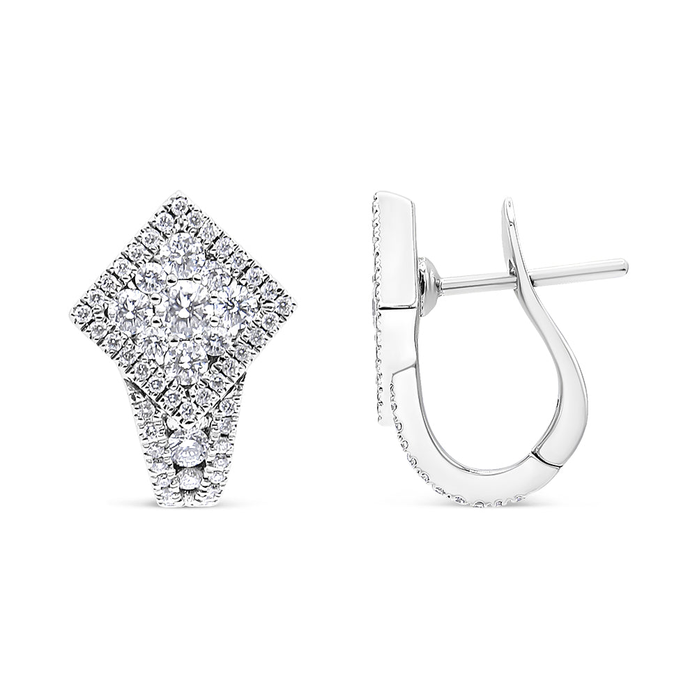 Pendientes Huggie de Halo de Diamantes en Oro Blanco de 18K