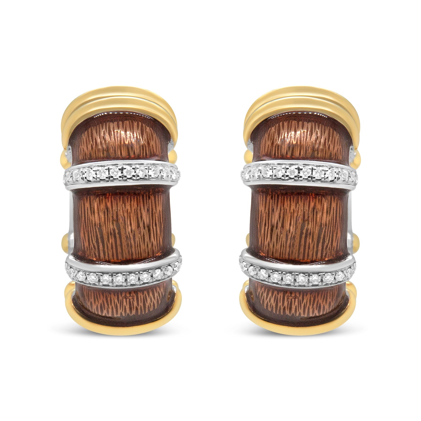 18K Gold Flash Plated Sterling Silver Huggie Hoop Earrings with Diamonds