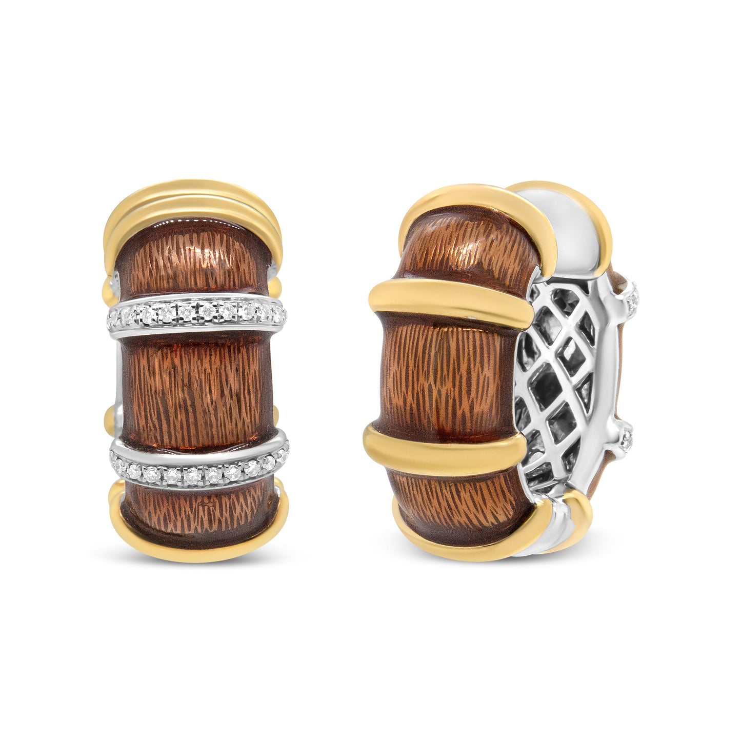 18K Gold Flash Plated Sterling Silver Huggie Hoop Earrings with Diamonds