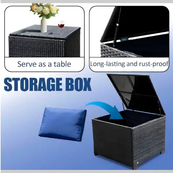 Conjunto de Sofá de Rattan Premium con Mesa de Fuego
