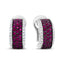 Boucles d'oreilles créoles huggie en or blanc 18K et rhodium noir avec diamants et rubis