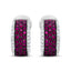 Boucles d'oreilles créoles huggie en or blanc 18K et rhodium noir avec diamants et rubis