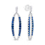 Boucles d'oreilles pendantes en or blanc 18K avec diamants bleus et saphirs