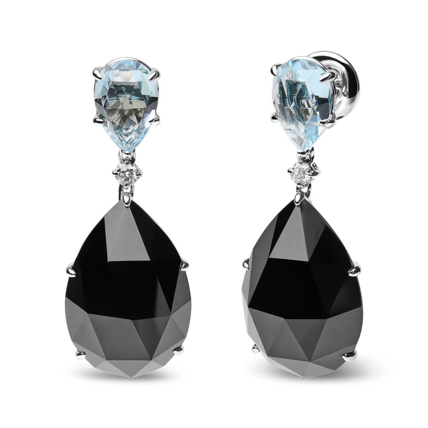 18K White Gold Diamond & Gemstone Dangle Earrings
