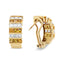 Boucles d'oreilles créoles huggie en or jaune 18K avec diamants taille princesse et saphirs jaunes