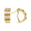 Boucles d'oreilles créoles huggie en or jaune 18K avec diamants taille princesse et saphirs jaunes