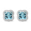 Boucles d'oreilles à clover-cut en topaze bleue de Londres en or blanc 18K