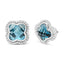 Boucles d'oreilles à clover-cut en topaze bleue de Londres en or blanc 18K