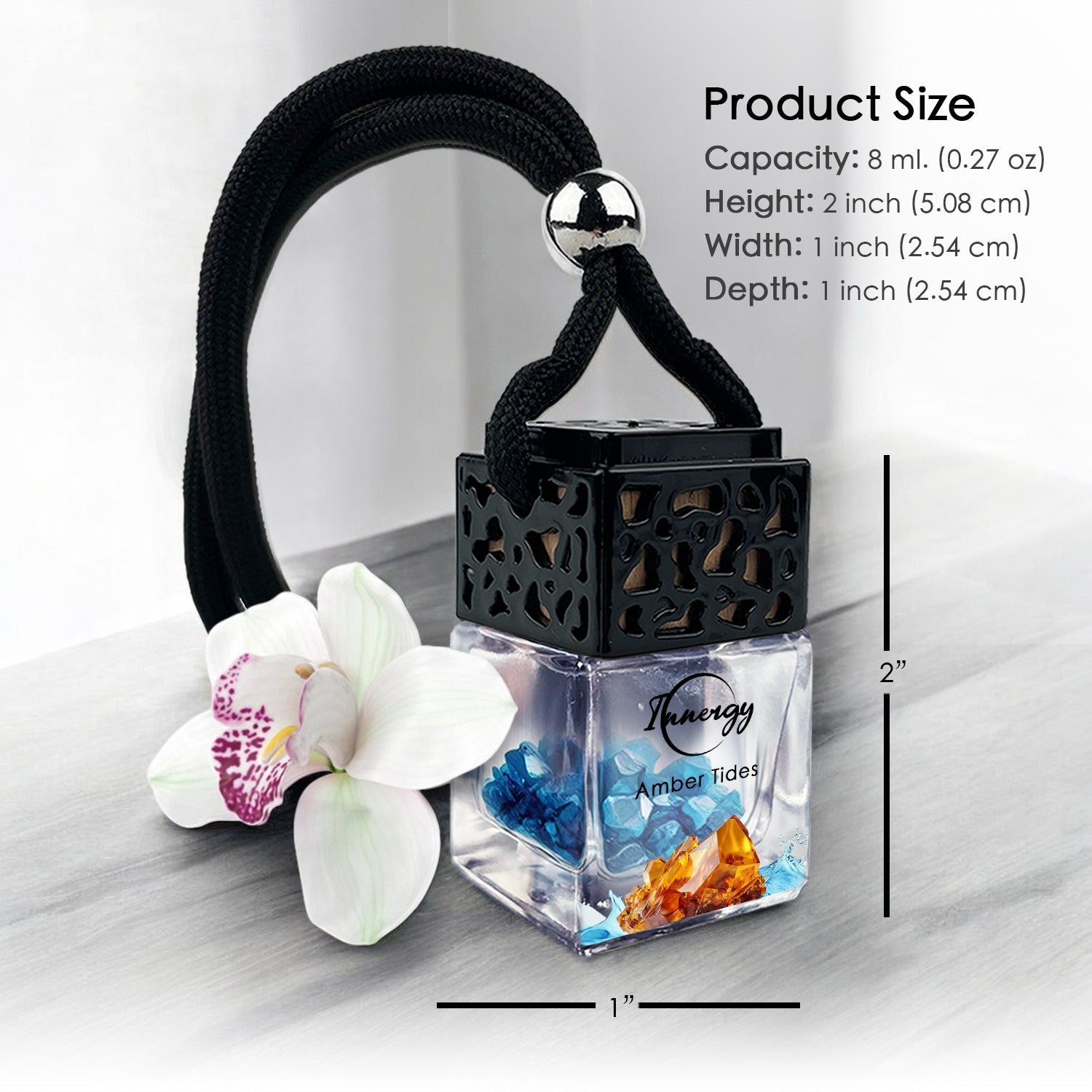 Amber Tides Crystal-Infused Car Diffuser - 8ml Air Freshener - Korvel