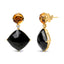 Boucles d'oreilles pendantes en or jaune 18K avec diamants et citrine onyx