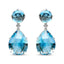 Pendientes Colgantes de Diamante y Topacio Azul en Oro Blanco de 18K