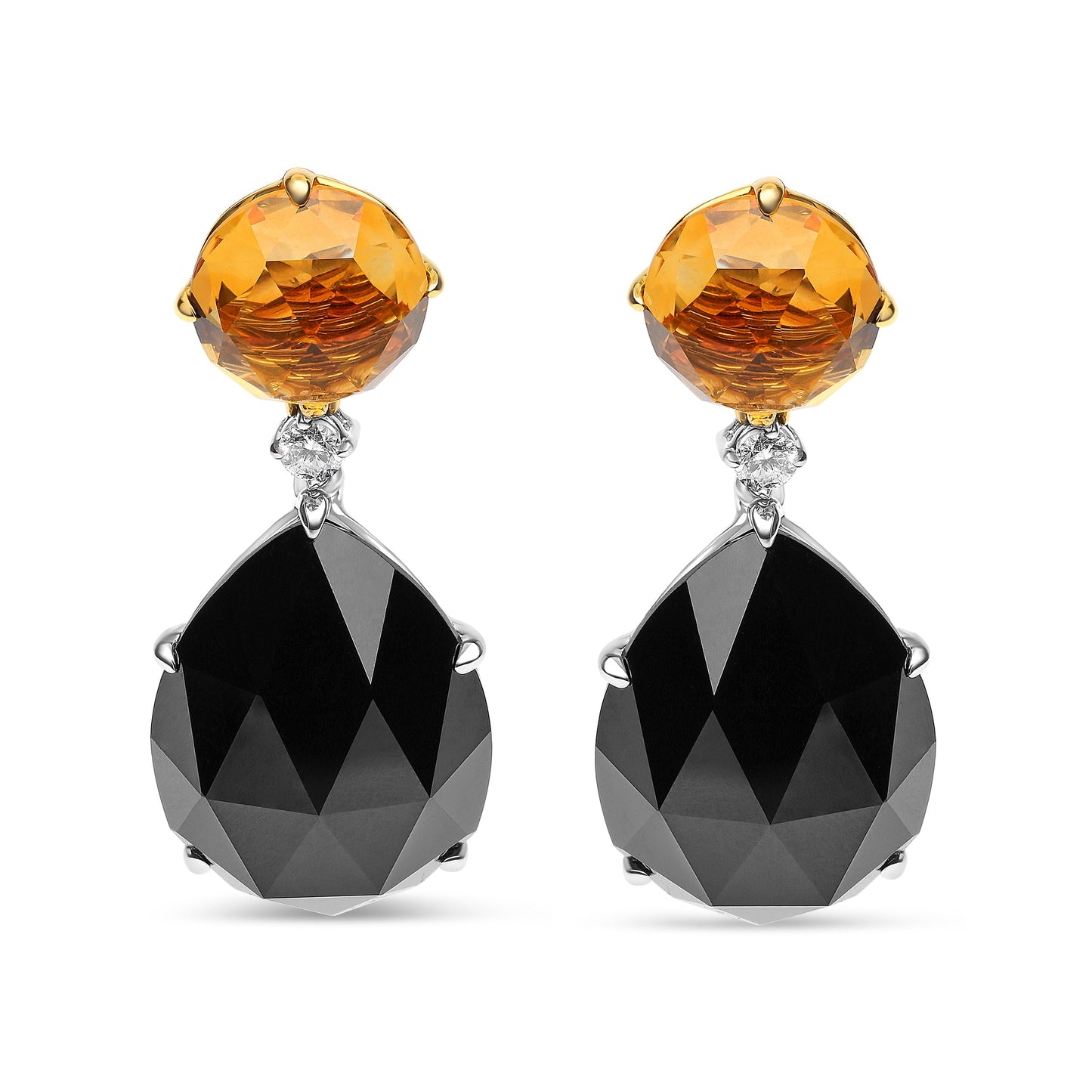 18K Gold Diamond and Gemstone Dangle Earrings