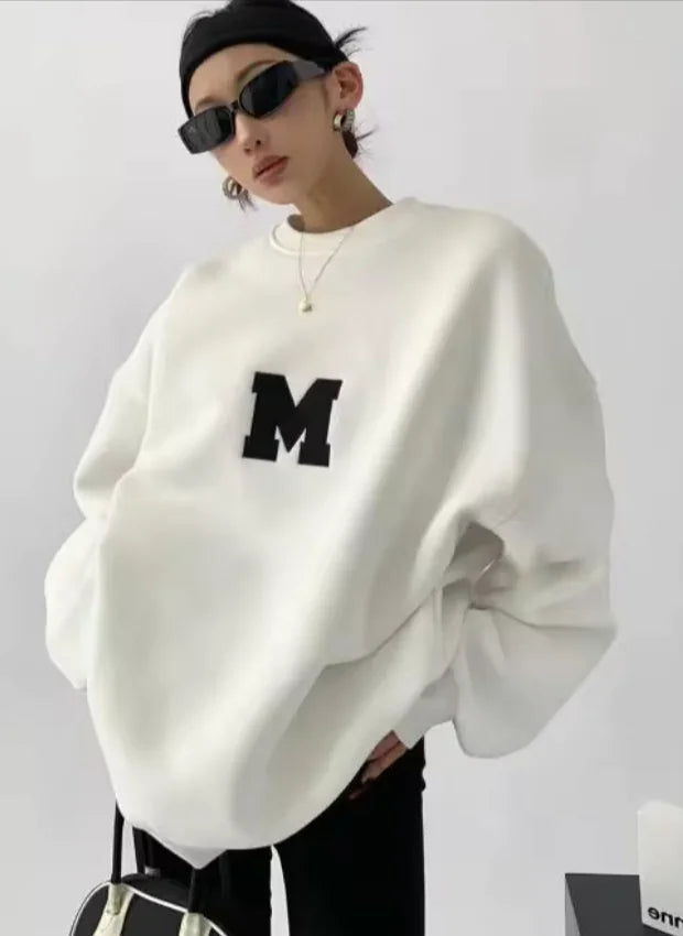 Sudadera de felpa oversized MEXZT Y2K – Sudadera casual para mujer