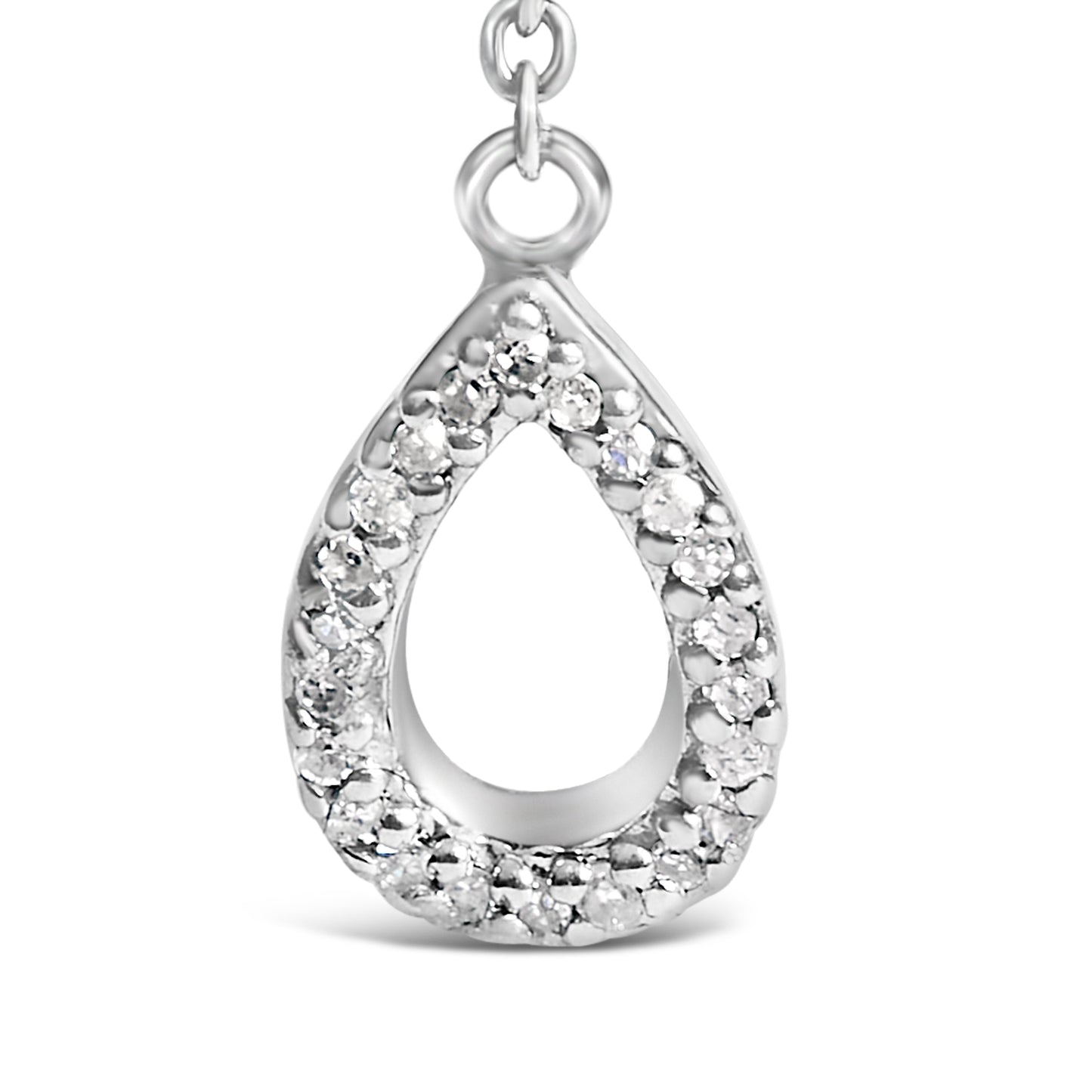 Sterling Silver Y Necklace with Created Blue Sapphire & Diamonds