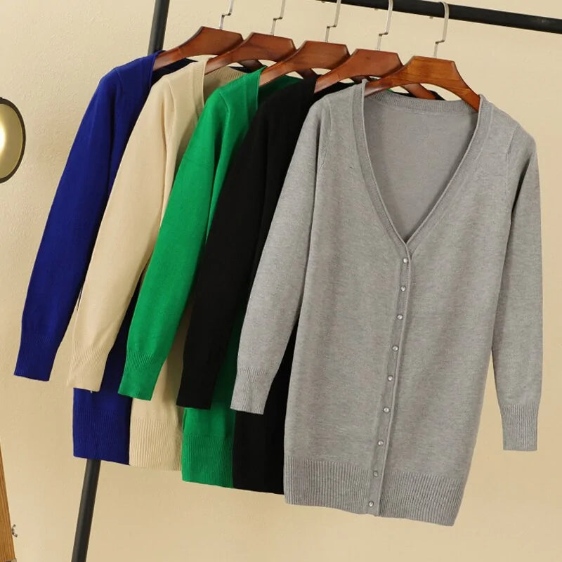 V-Neck Women's Cardigan - Timeless Style & Comfort