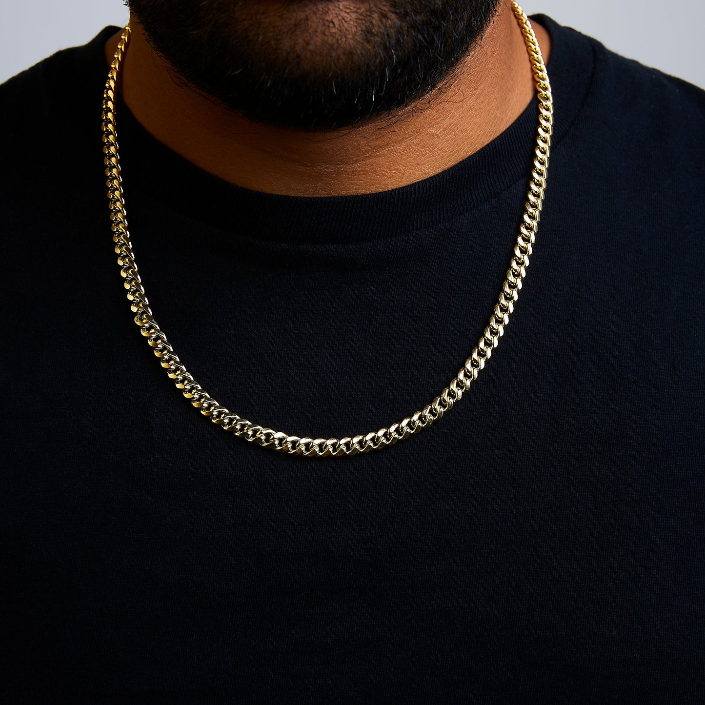 Collier en chaîne cubaine de Miami classique en or jaune 14K semi-solide - 22 pouces