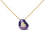 Collier pendentif en cœur en or jaune 18K avec émail bleu et diamants