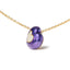 Collier pendentif en cœur en or jaune 18K avec émail bleu et diamants