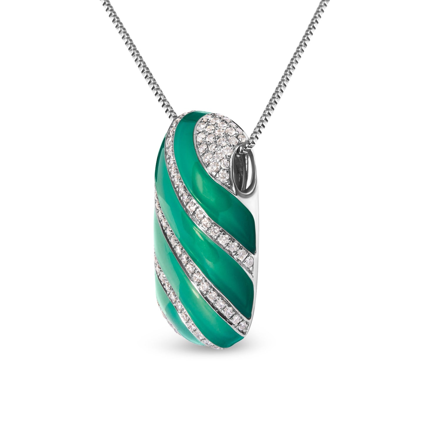 Collar con colgante de diamante y esmalte turquesa de plata esterlina .925