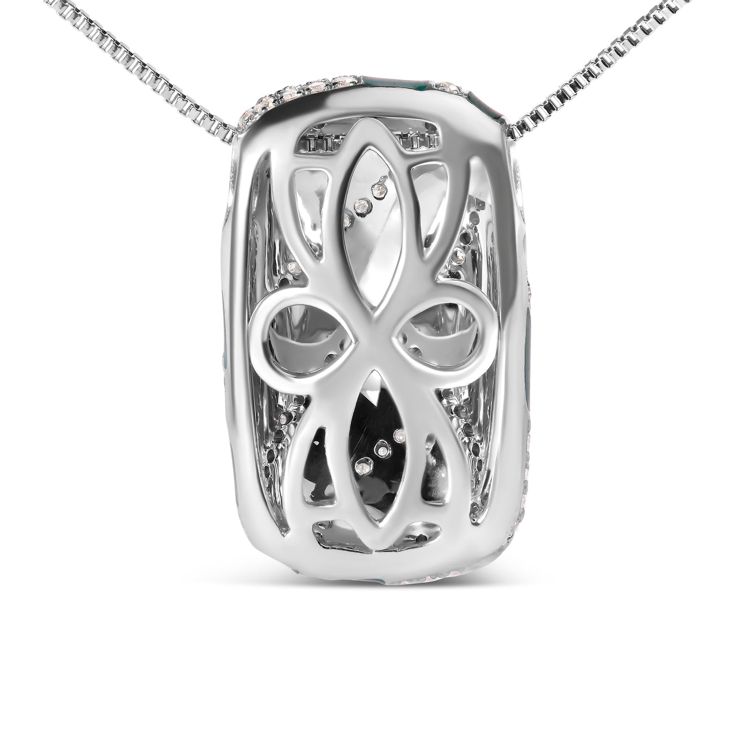 Collar con colgante de diamante y esmalte turquesa de plata esterlina .925
