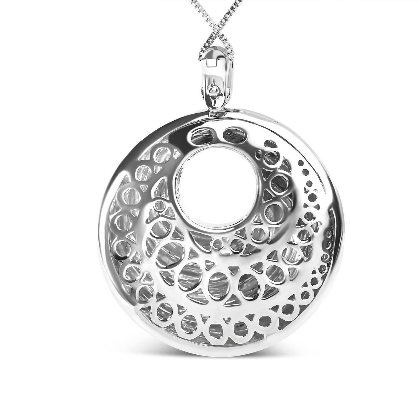 .925 Sterling Silver Endless Wave Swirl Pendant Necklace