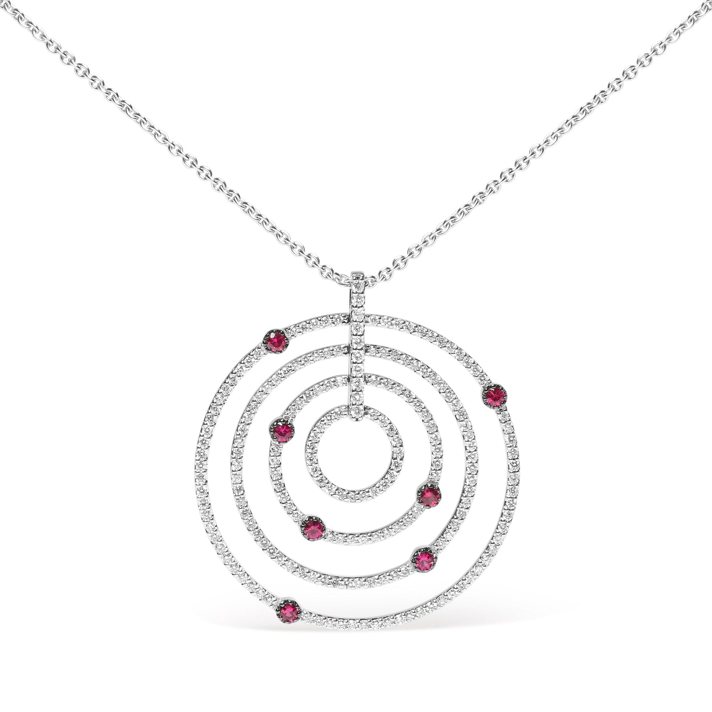 Pendentif en or blanc 18K avec diamants et rubis