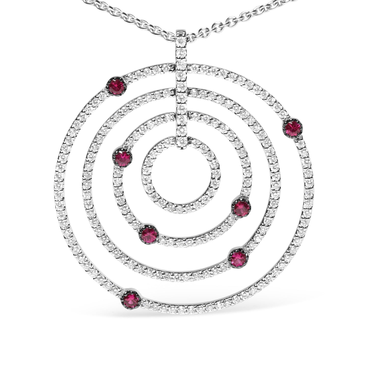 Pendentif en or blanc 18K avec diamants et rubis