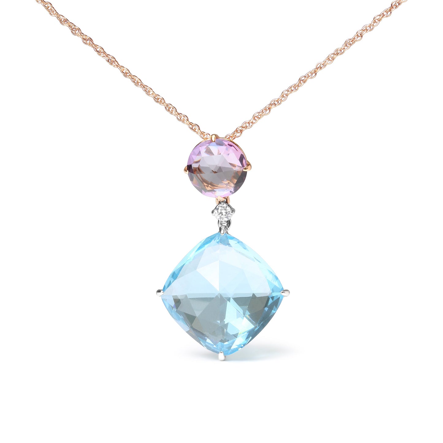 18K White & Rose Gold Diamond Accent Pendant Necklace