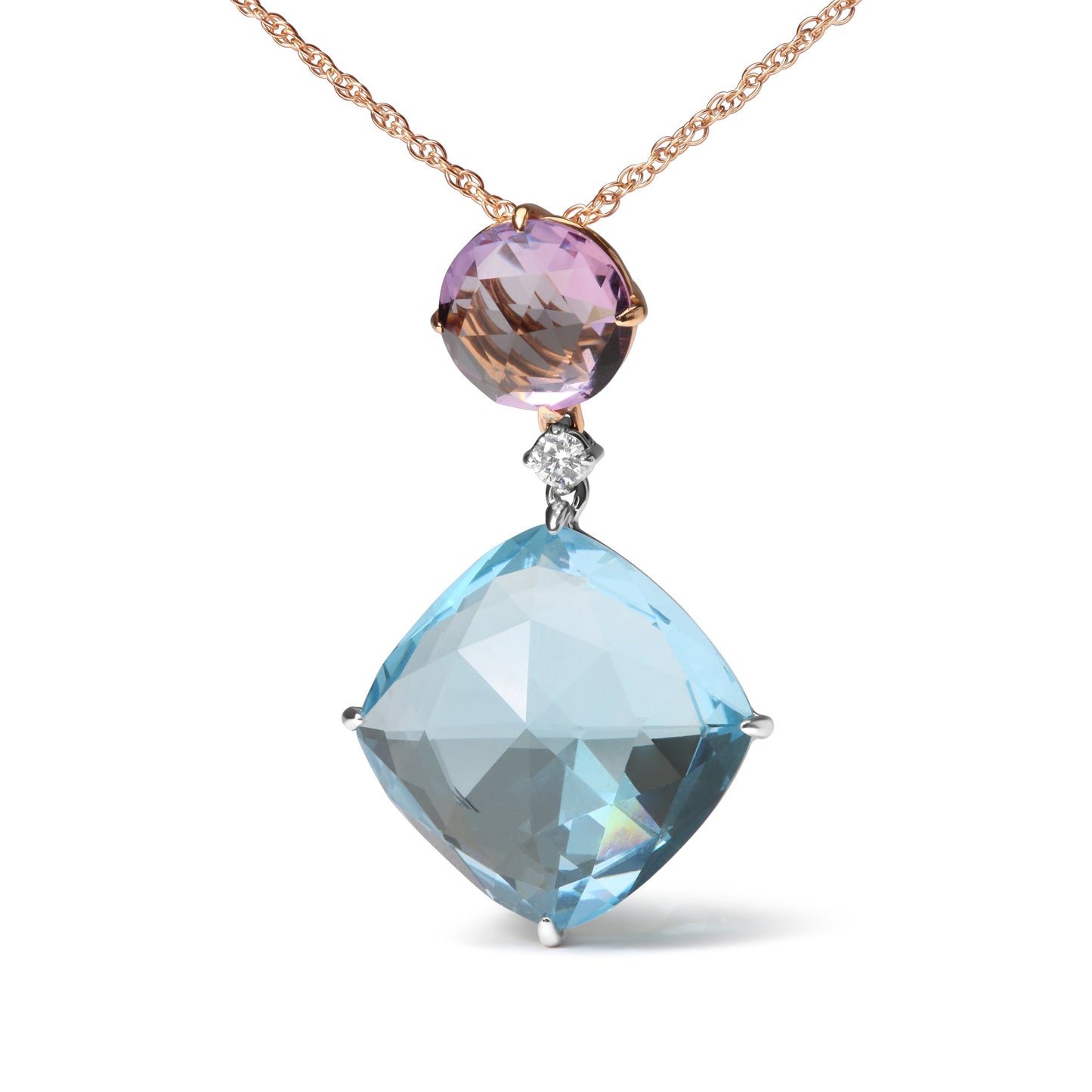 18K White & Rose Gold Diamond Accent Pendant Necklace