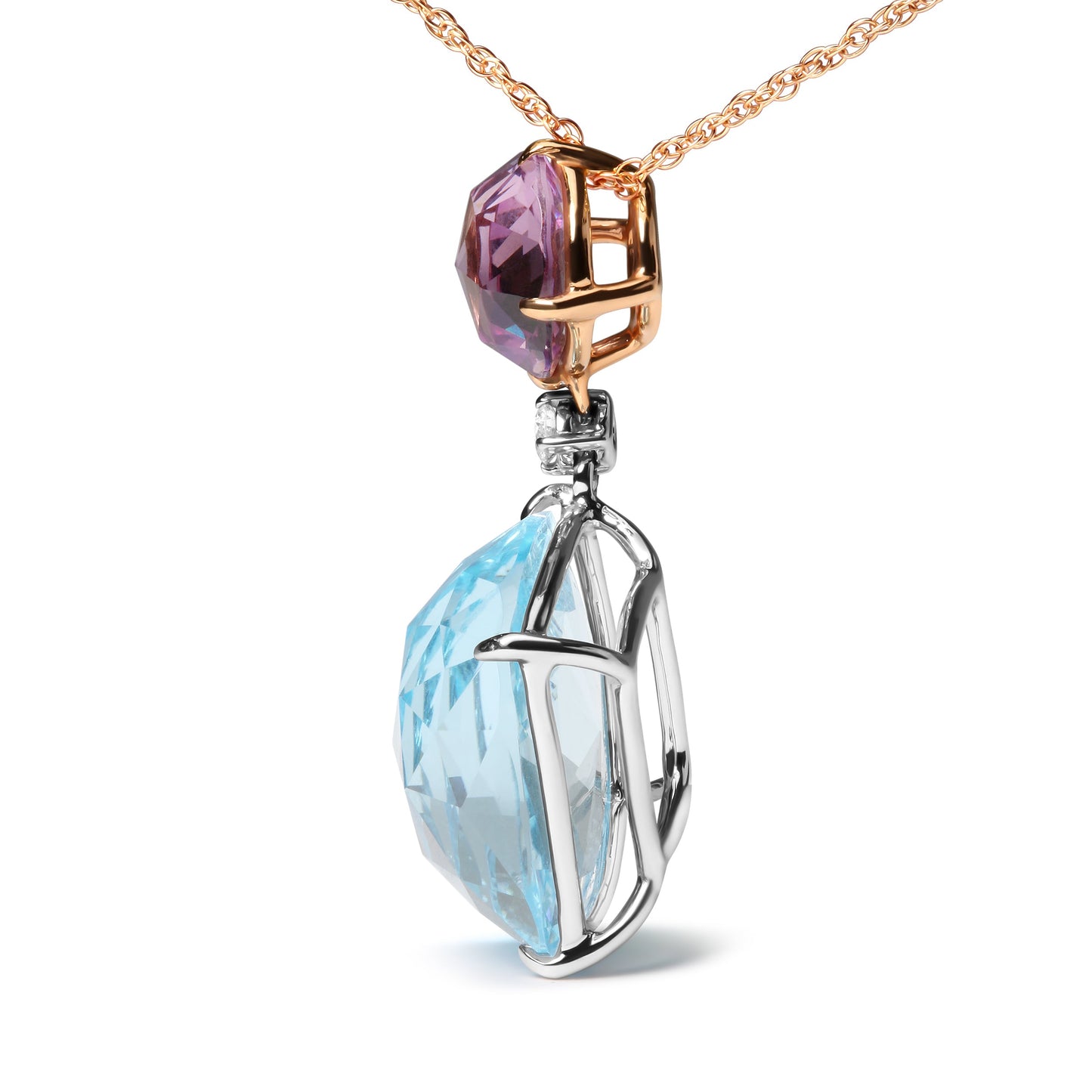 18K White & Rose Gold Diamond Accent Pendant Necklace