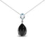Collier Dangle en Or Blanc 18K avec Topaze et Onyx en Forme de Poire