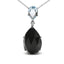Collier Dangle en Or Blanc 18K avec Topaze et Onyx en Forme de Poire