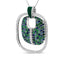 .925 Sterling Silver Green Enamel Pendant Necklace with Diamonds and Gemstones