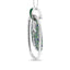 .925 Sterling Silver Green Enamel Pendant Necklace with Diamonds and Gemstones