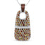 .925 Sterling Silver Brown Enamel Diamond & Sapphire Pendant Necklace