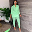 Ensemble de Chemise à Lacets en V et Pantalons Serrés