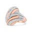 Anillo de cóctel de diamante texturizado en oro rosa y blanco de 18 quilates - Talla 6.5