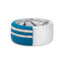 Bague large en diamant émaillé turquoise en argent sterling .925 - Taille 7