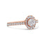 Bague de fiançailles halo en or rose 18K marquise et ovale - Taille 7