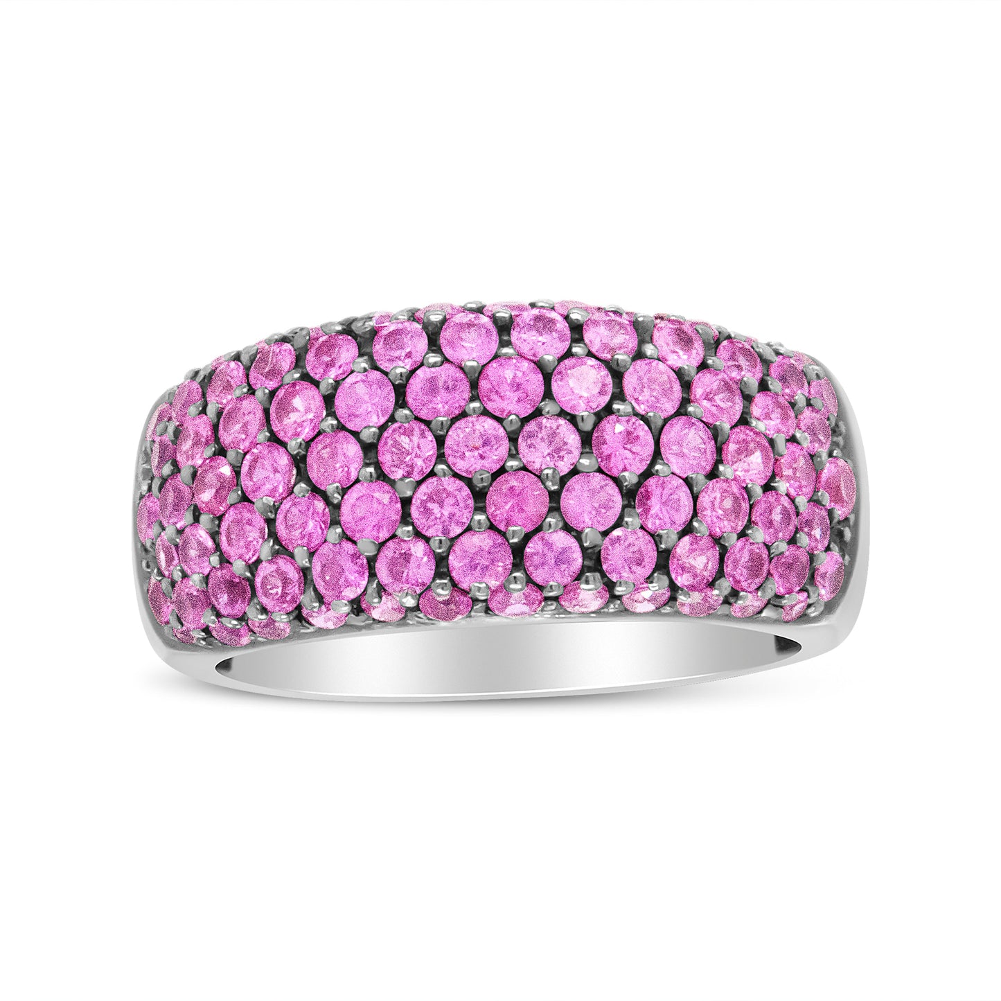 Anillo de banda de zafiros rosas en oro blanco de 18 quilates y rodio negro - Talla 6.5