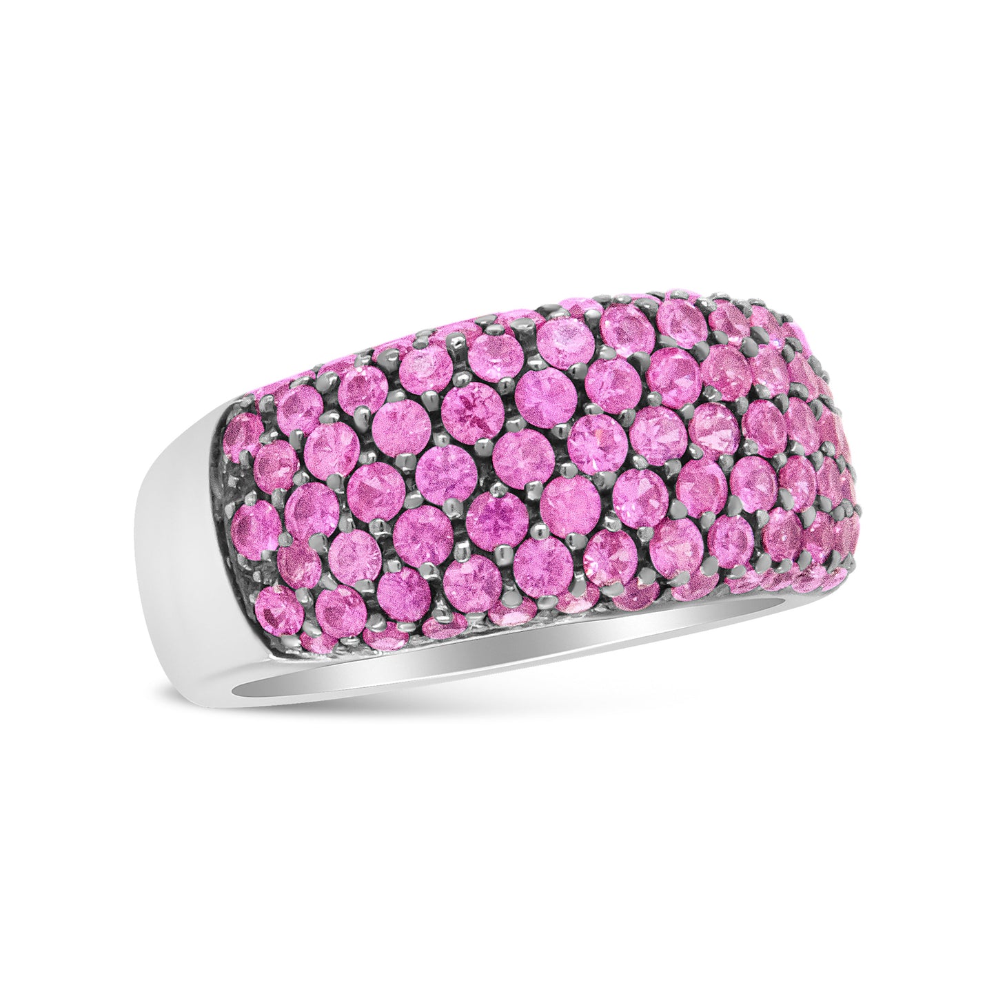 Anillo de banda de zafiros rosas en oro blanco de 18 quilates y rodio negro - Talla 6.5