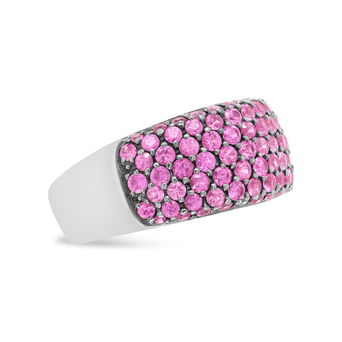 Anillo de banda de zafiros rosas en oro blanco de 18 quilates y rodio negro - Talla 6.5