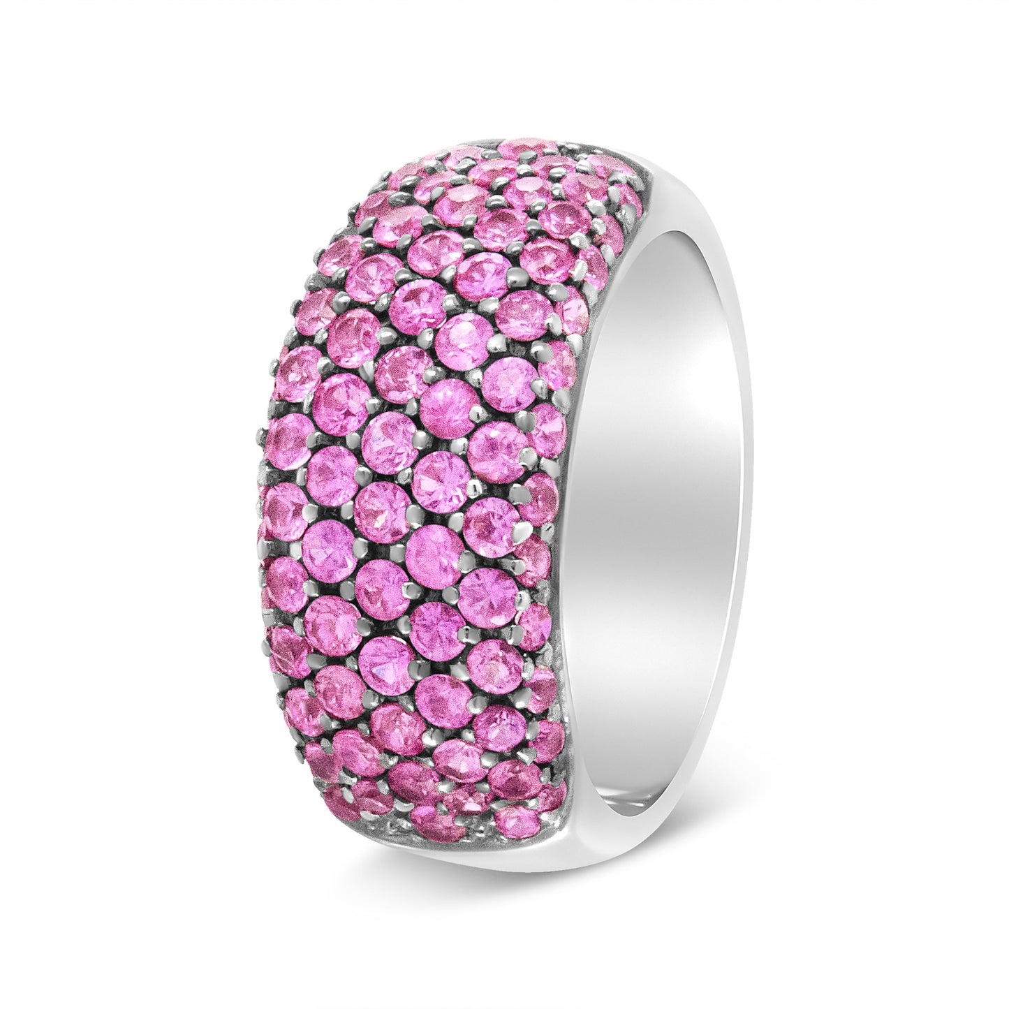 Anillo de banda de zafiros rosas en oro blanco de 18 quilates y rodio negro - Talla 6.5