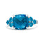 Bague en Or Blanc 18 Carats avec Topaze Bleue en Forme de Coussin et Diamants - Taille 6.5