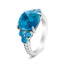 Bague en Or Blanc 18 Carats avec Topaze Bleue en Forme de Coussin et Diamants - Taille 6.5