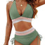 Color Block Drawstring Bikini Set