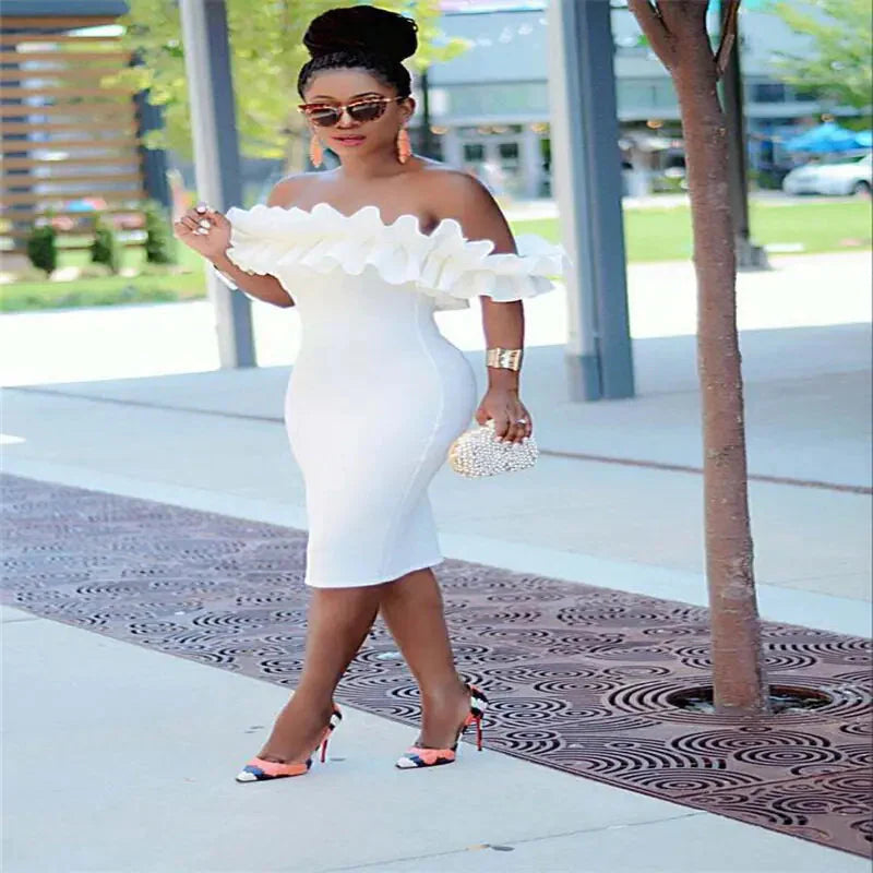Robe de Soirée Bodycon Blanche Élégante